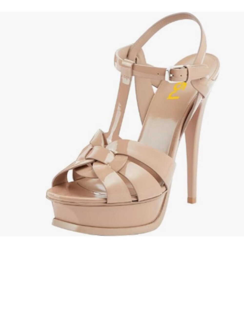 FSJ Nude T-Strap Platform Peep Toe Ankle Strap Stiletto Heels Strappy Sandals